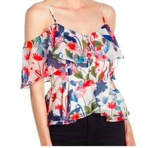 NWT PARKER Floral Fiesta cold shoulder  blouse Small
